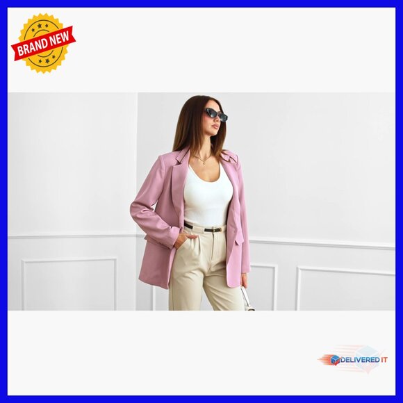 Long Sleeve Open Front Blazer Business Casual Office Work Jacket - Picture 5 of 6